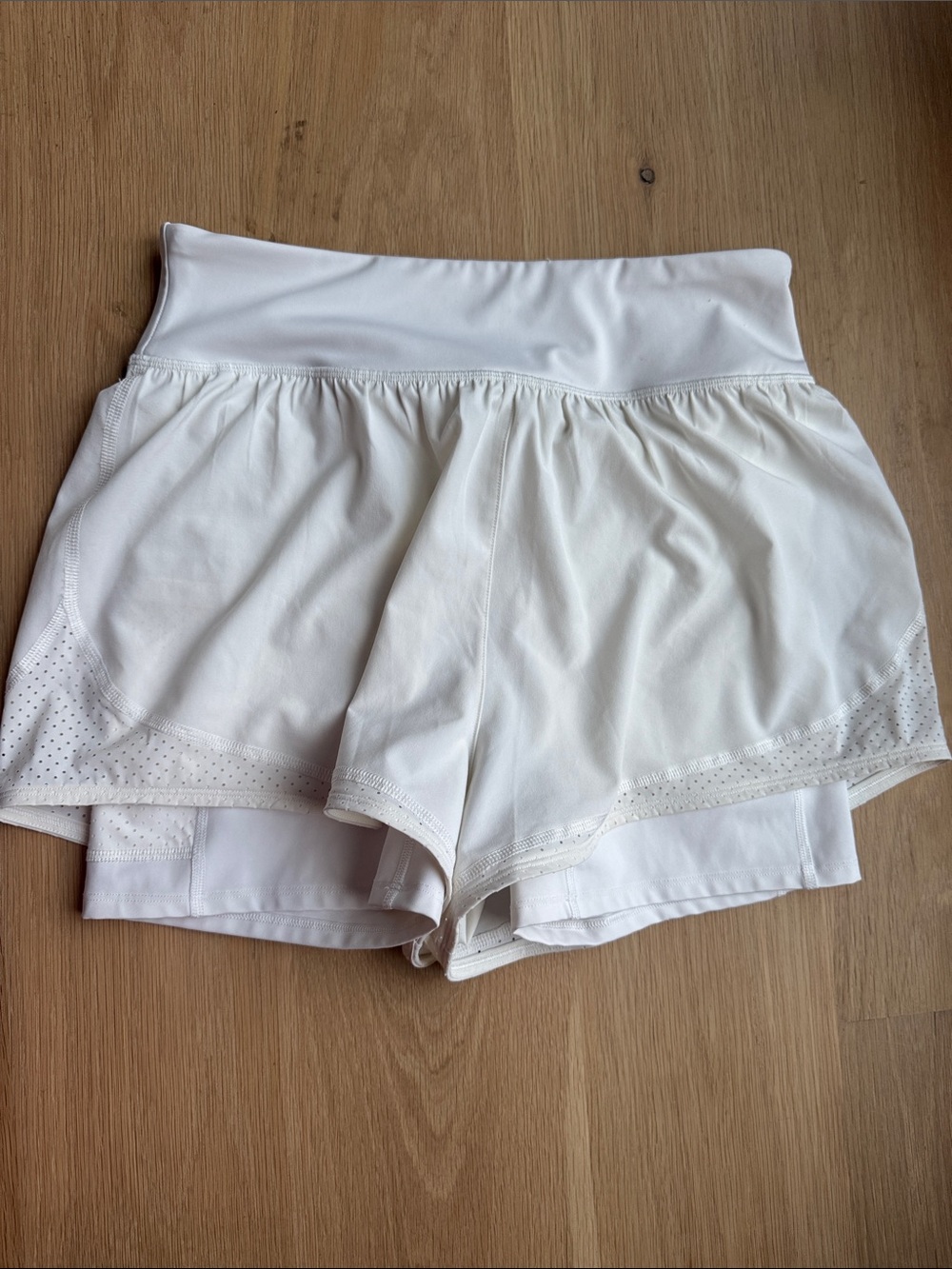 SPANX White Layered Workout Shorts